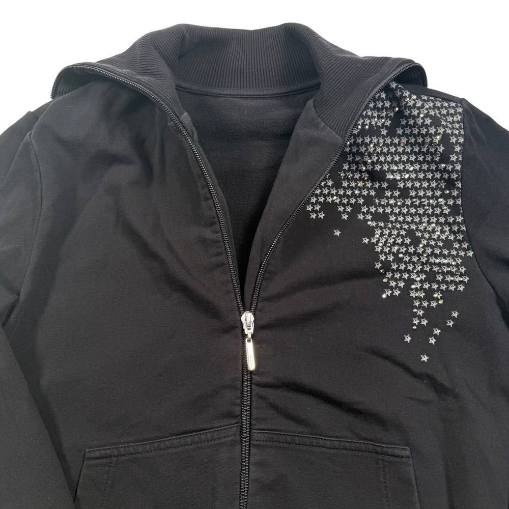 Escada Sport Full Zip Track Jacket Womens Small Black Studded Star Enigme